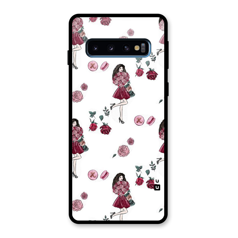 Girl With Flowers Glass Back Case for Galaxy S10