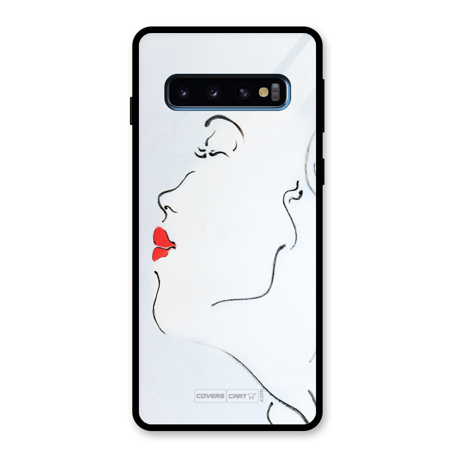 Girl in Red Lipstick Glass Back Case for Galaxy S10