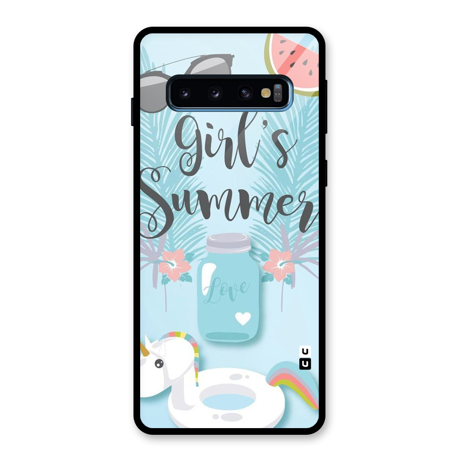 Girls Summer Glass Back Case for Galaxy S10