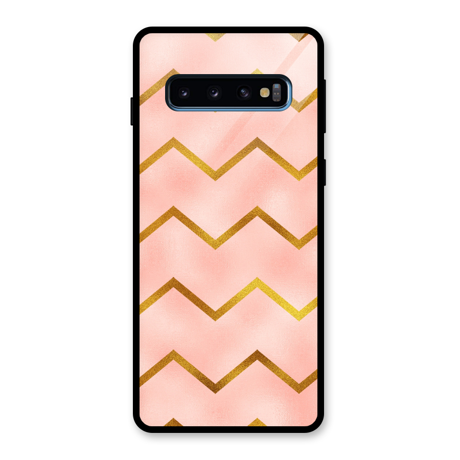 Gold Pink Pattern Glass Back Case for Galaxy S10