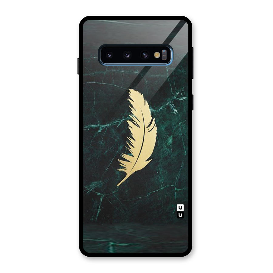 Golden Leaf Glass Back Case for Galaxy S10