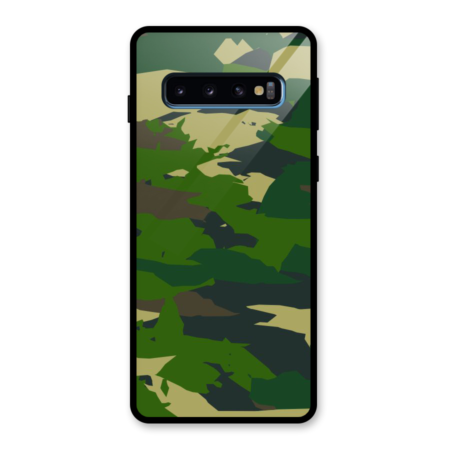 Green Camouflage Army Glass Back Case for Galaxy S10