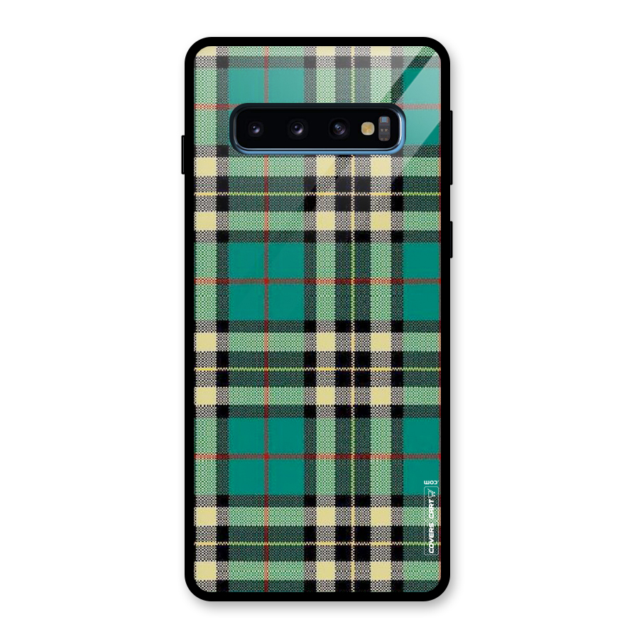 Green Check Glass Back Case for Galaxy S10