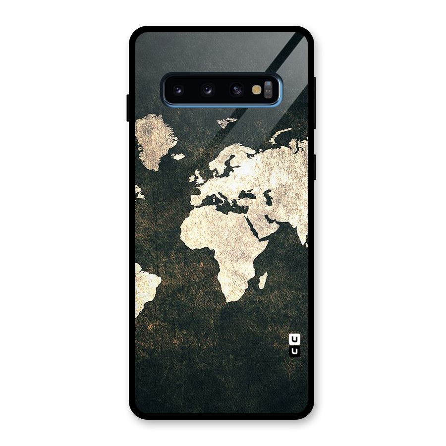 Green Gold Map Design Glass Back Case for Galaxy S10