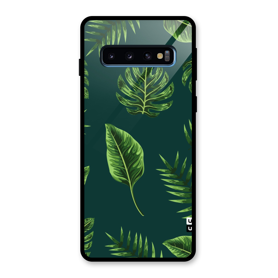 Green Leafs Glass Back Case for Galaxy S10