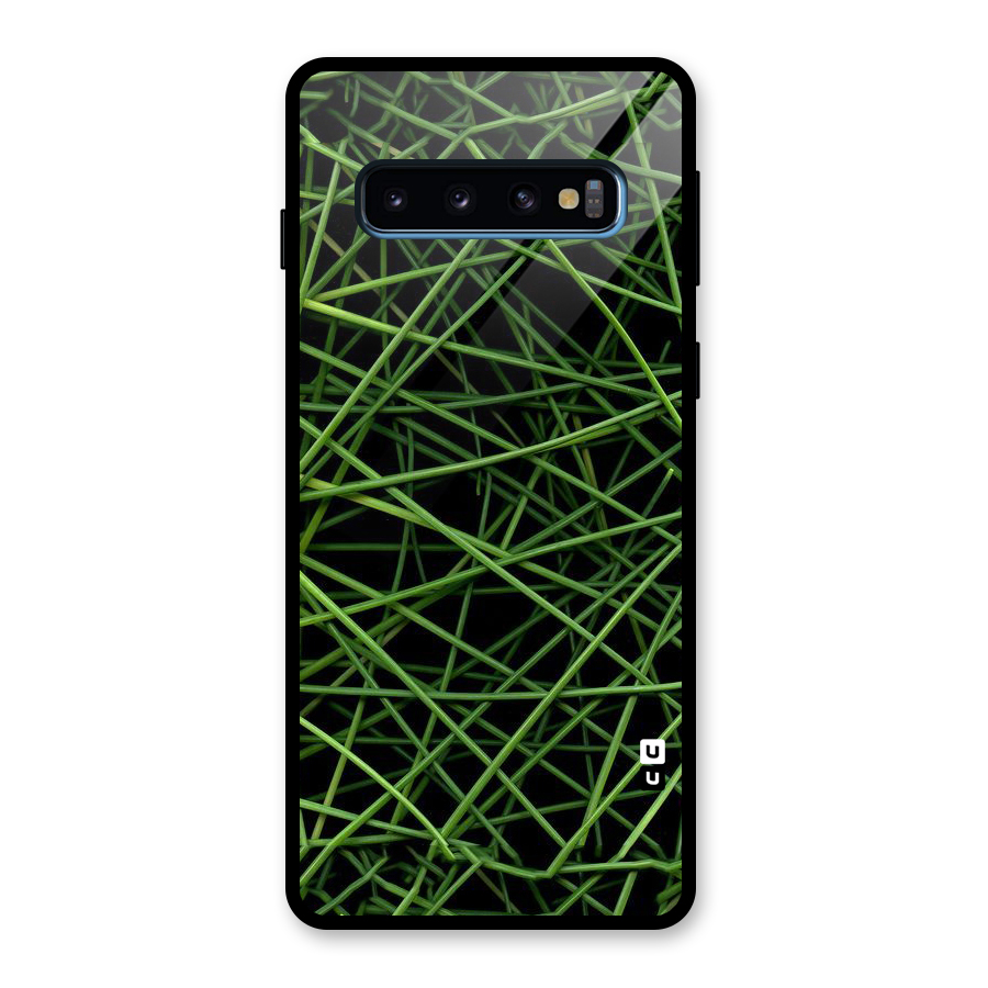 Green Lines Glass Back Case for Galaxy S10