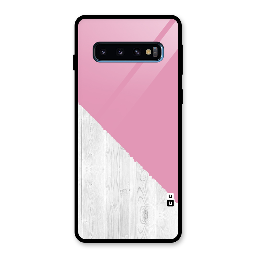 Grey Pink Wooden Design Glass Back Case for Galaxy S10