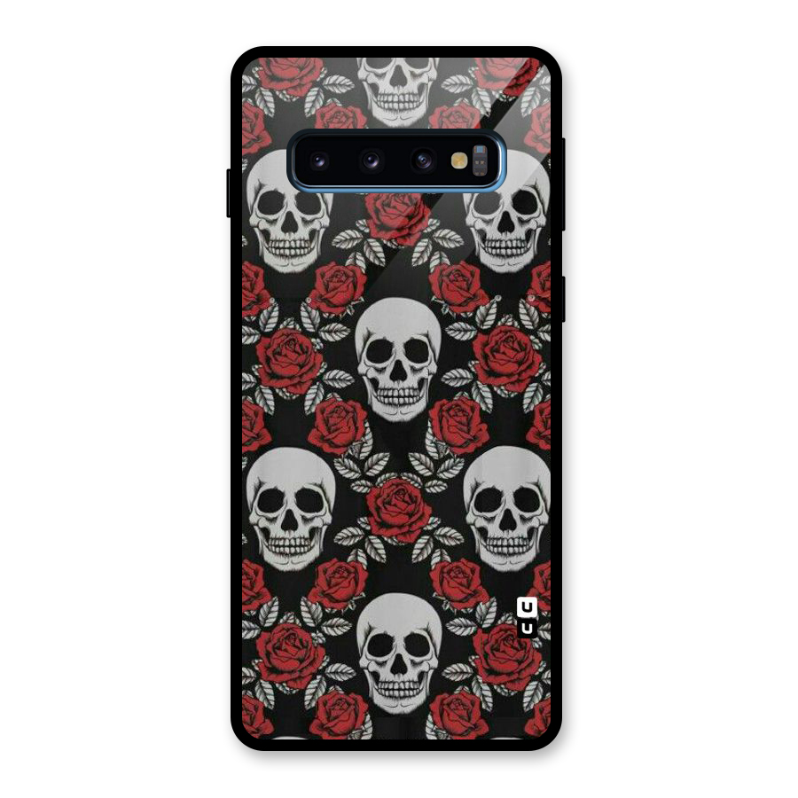 Grey Skulls Glass Back Case for Galaxy S10