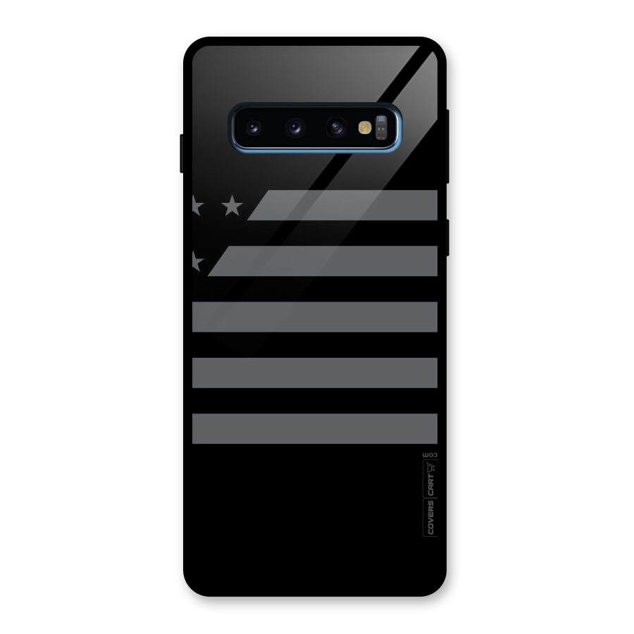 Grey Star Striped Pattern Glass Back Case for Galaxy S10