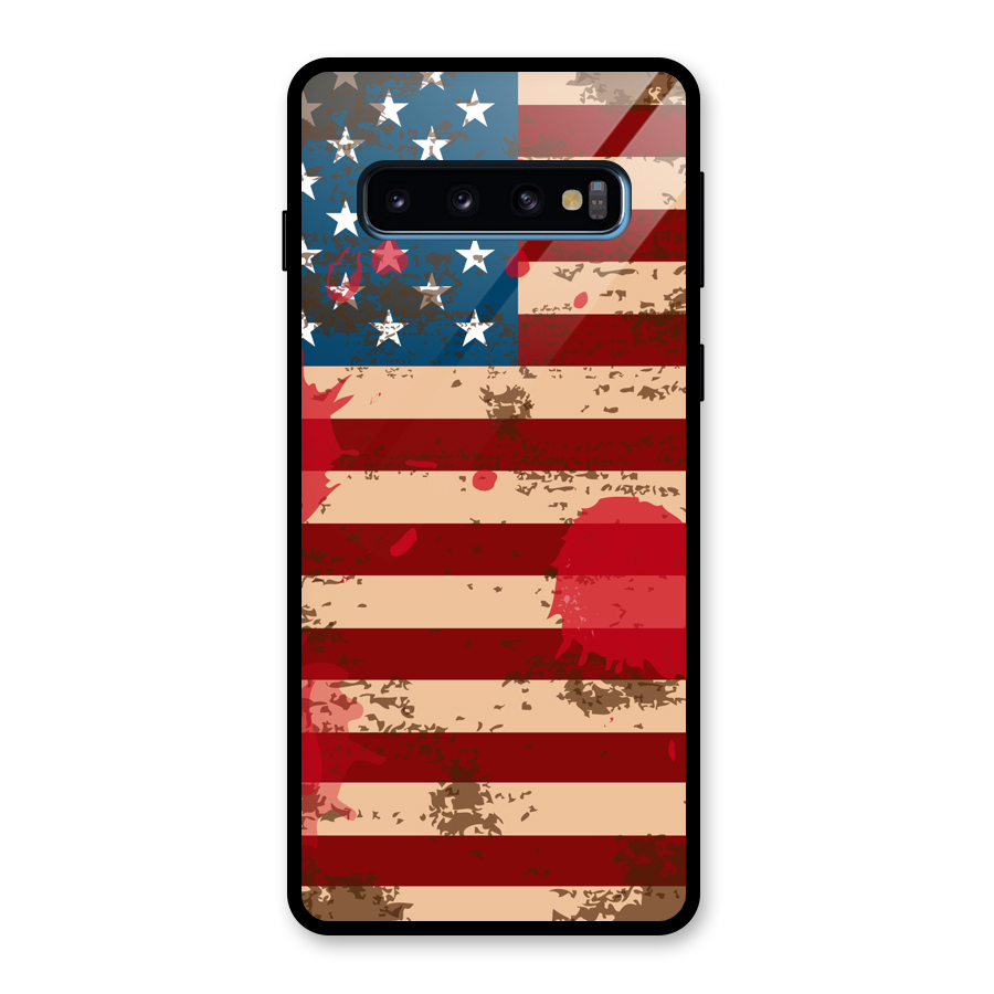 Grunge USA Flag Glass Back Case for Galaxy S10