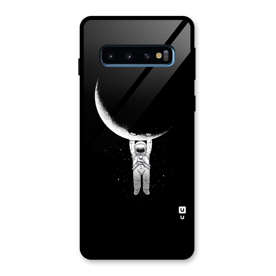 Hanging Astronaut Glass Back Case for Galaxy S10