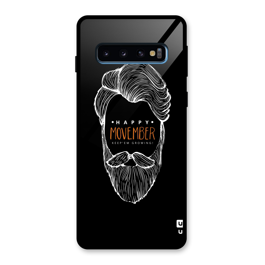 Happy Movember Black Glass Back Case for Galaxy S10