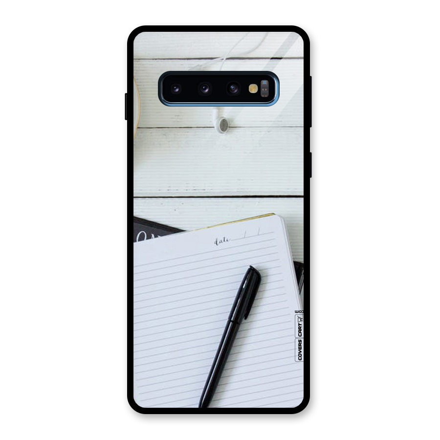 Headphones Notes Glass Back Case for Galaxy S10