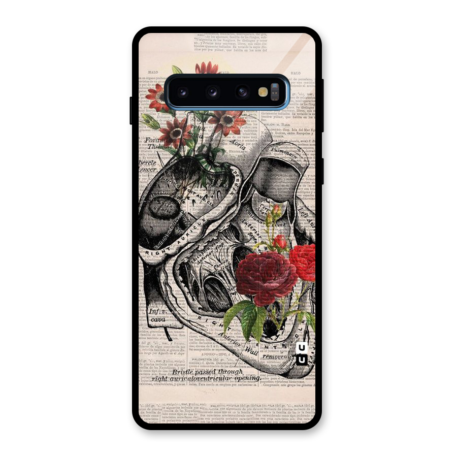 Heart Newspaper Glass Back Case for Galaxy S10