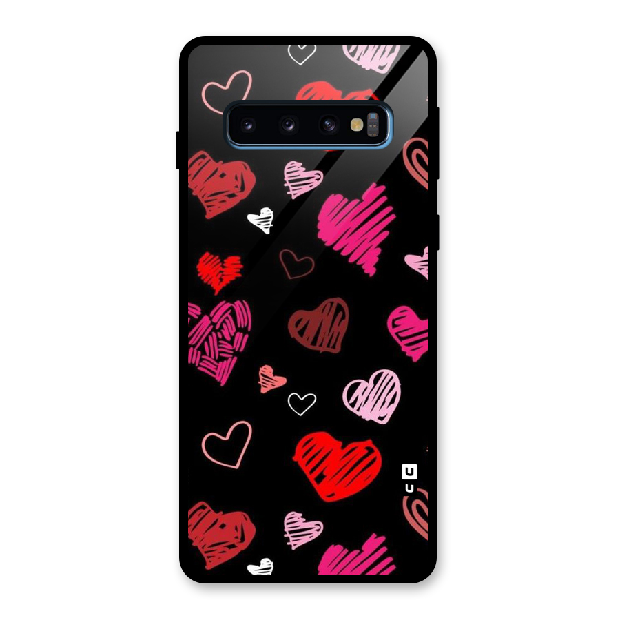 Hearts Art Pattern Glass Back Case for Galaxy S10