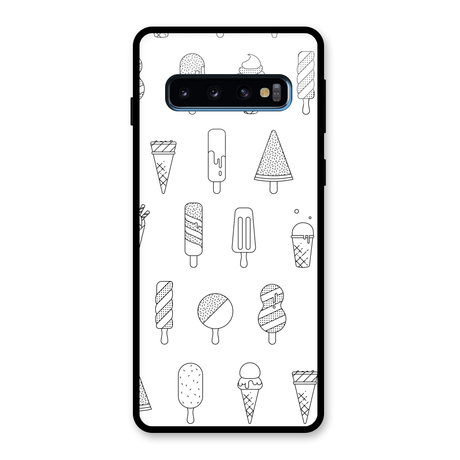 Ice Cream Lines Glass Back Case for Galaxy S10