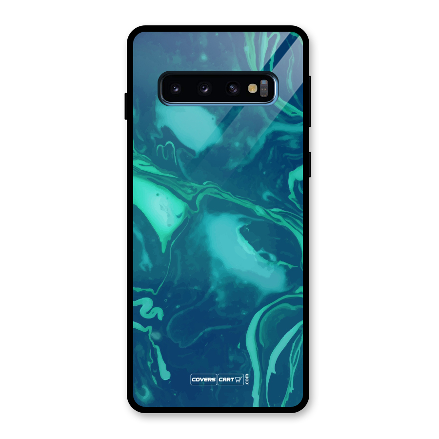 Jazzy Green Marble Texture Glass Back Case for Galaxy S10
