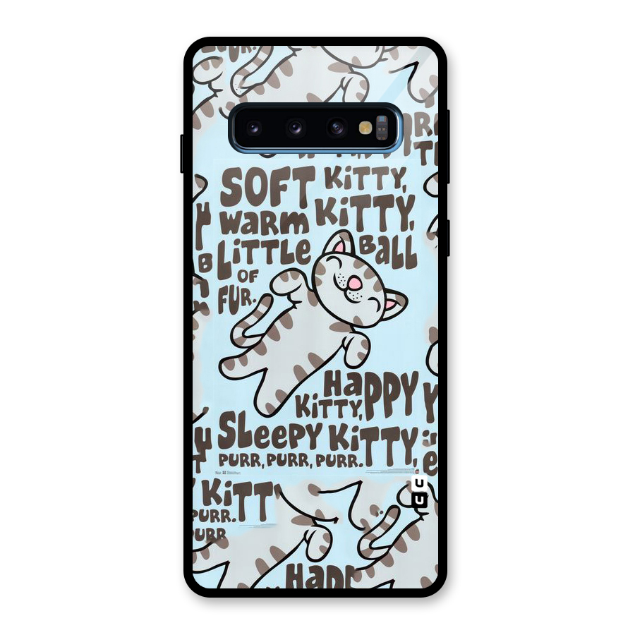 Kitty Pattern Glass Back Case for Galaxy S10