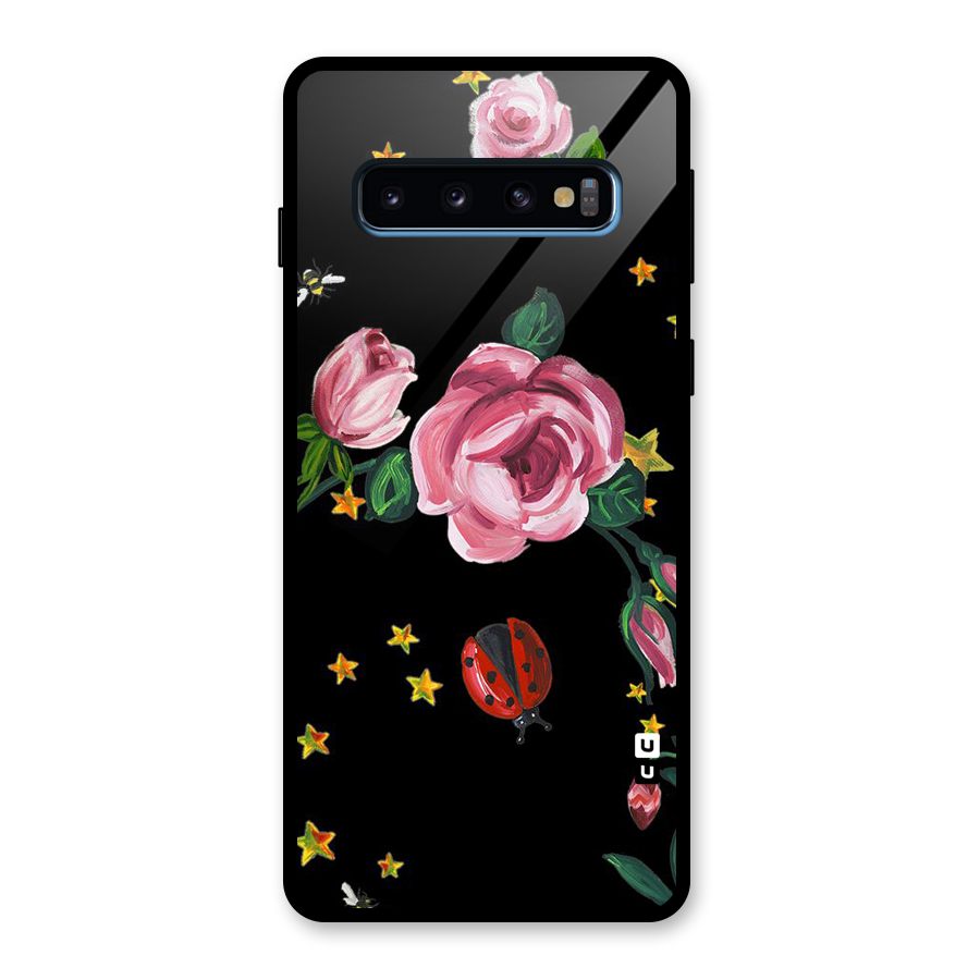 Ladybird And Floral Glass Back Case for Galaxy S10