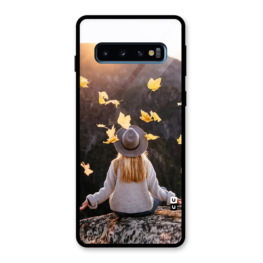 Leaf Rain Sunset Glass Back Case for Galaxy S10