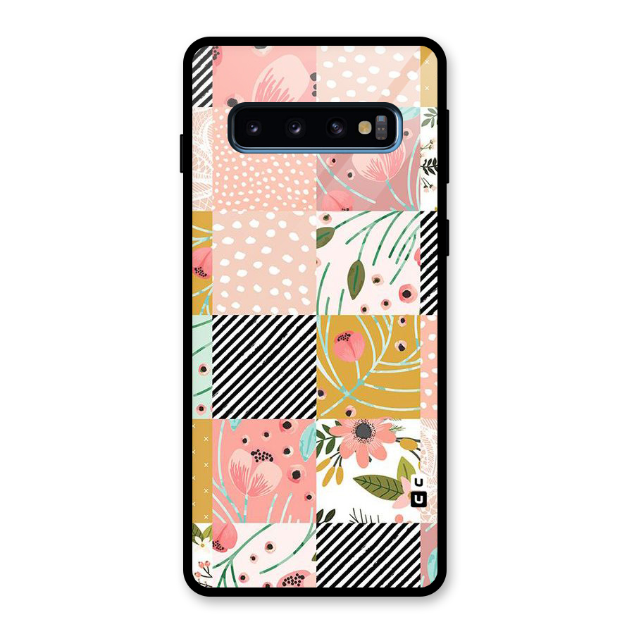 Leaf Stripe Polka Glass Back Case for Galaxy S10