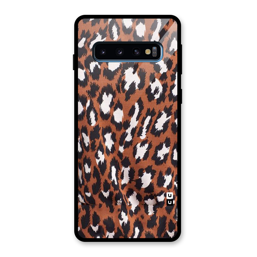 Leapord Design Glass Back Case for Galaxy S10