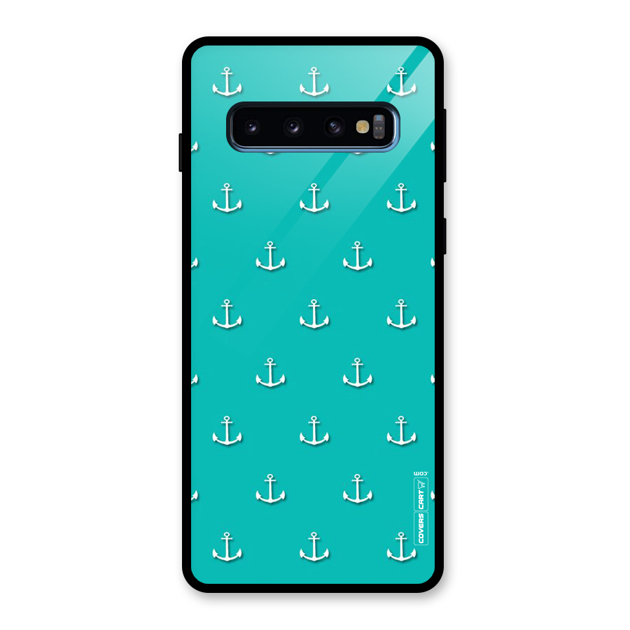 Light Blue Anchor Glass Back Case for Galaxy S10