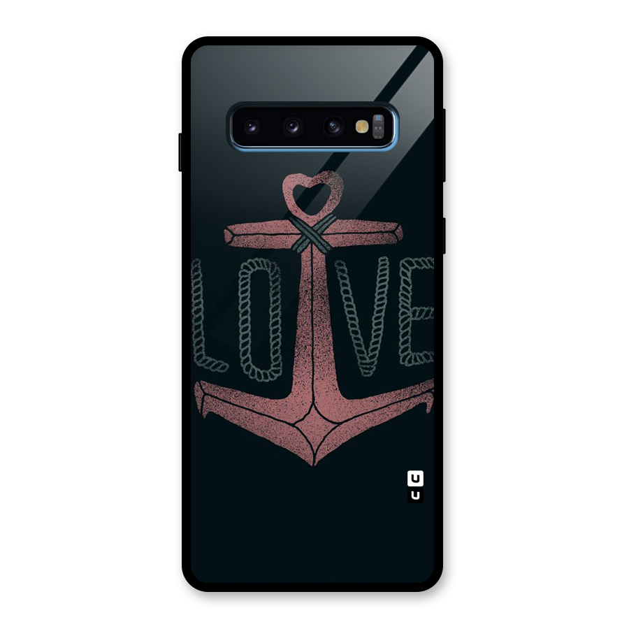 Love Anchor Form Glass Back Case for Galaxy S10