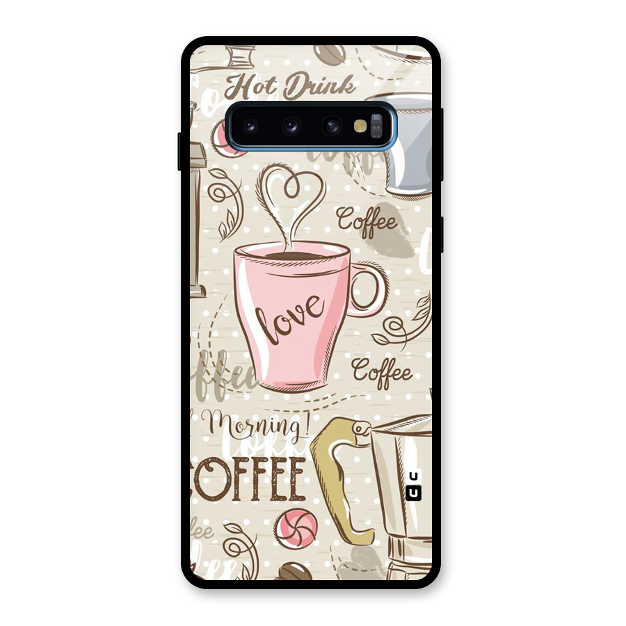 Love Coffee Design Glass Back Case for Galaxy S10