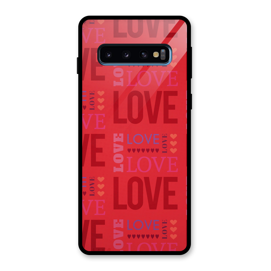 Love Pattern Glass Back Case for Galaxy S10