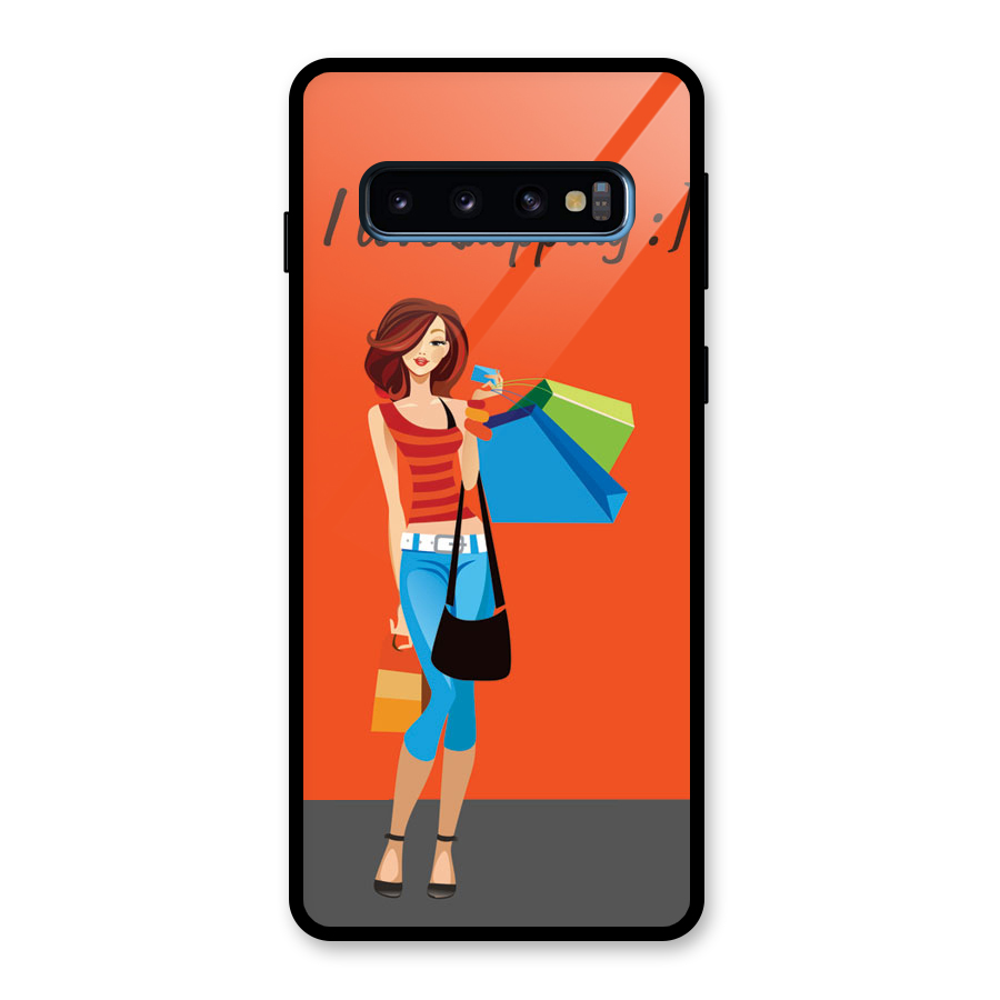 Love Shopping Classy Girl Glass Back Case for Galaxy S10