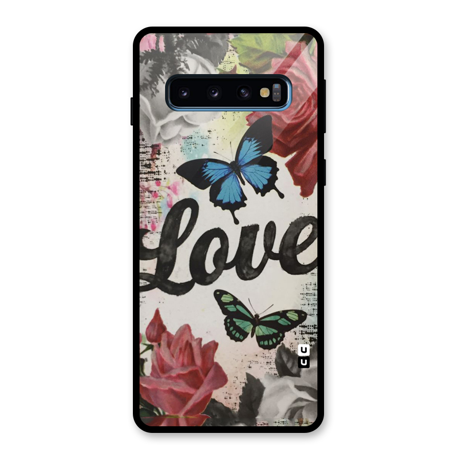 Lovely Butterfly Love Glass Back Case for Galaxy S10