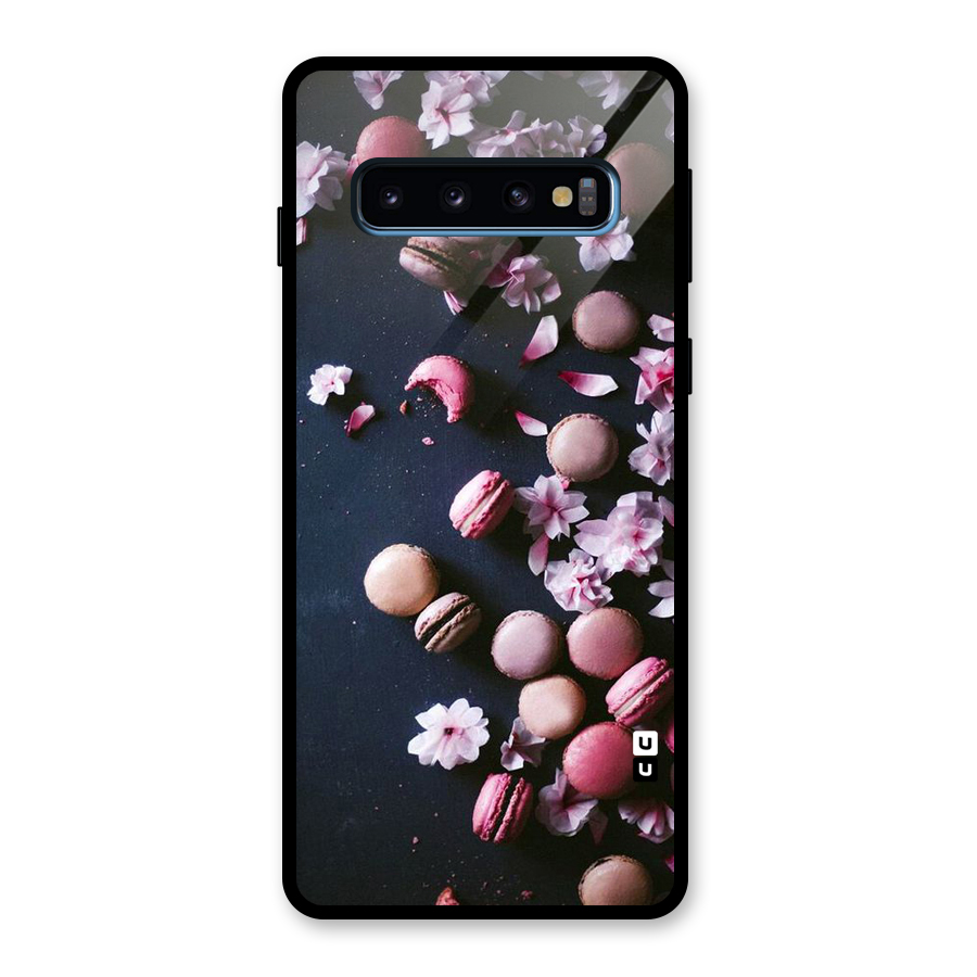 Macaroons And Cheery Blossoms Glass Back Case for Galaxy S10