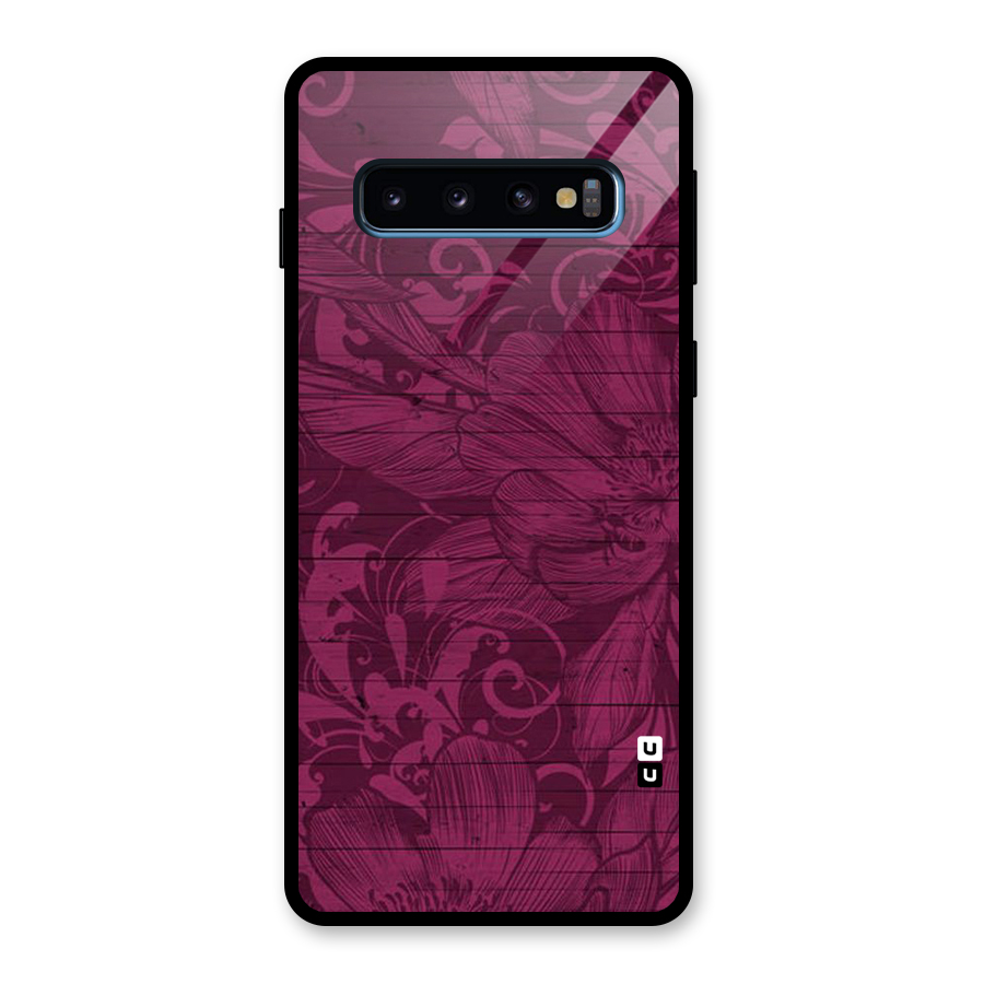 Magenta Floral Pattern Glass Back Case for Galaxy S10