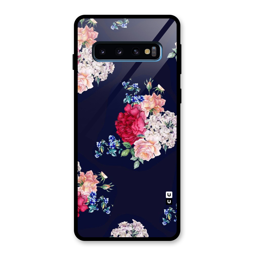 Magenta Peach Floral Glass Back Case for Galaxy S10