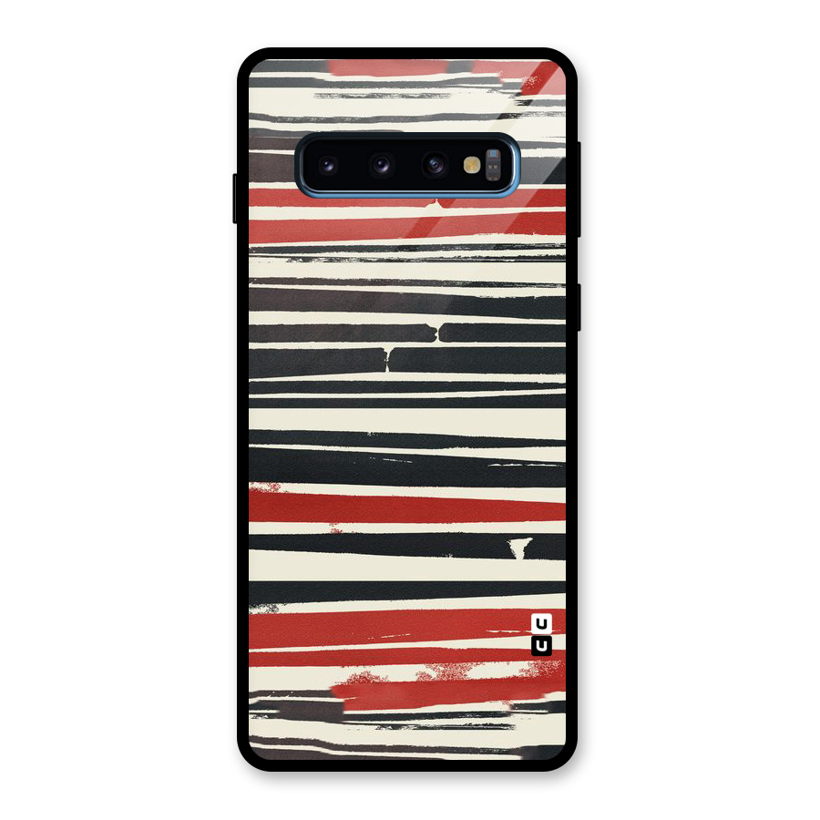Messy Vintage Stripes Glass Back Case for Galaxy S10