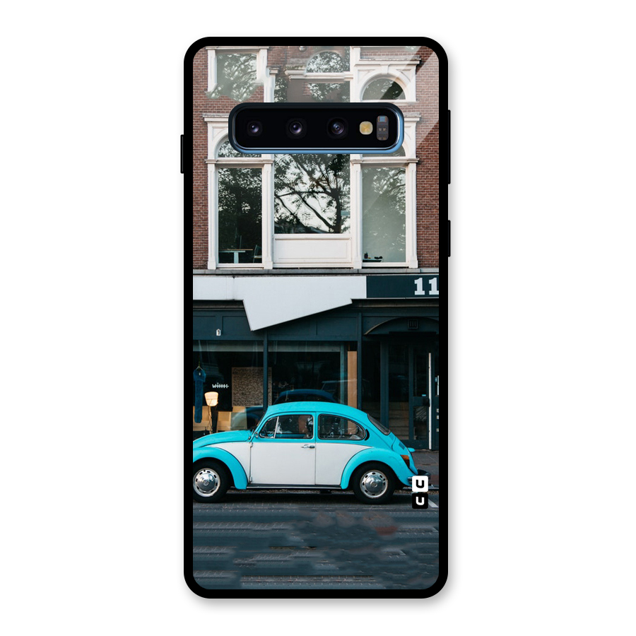 Mini Blue Car Glass Back Case for Galaxy S10