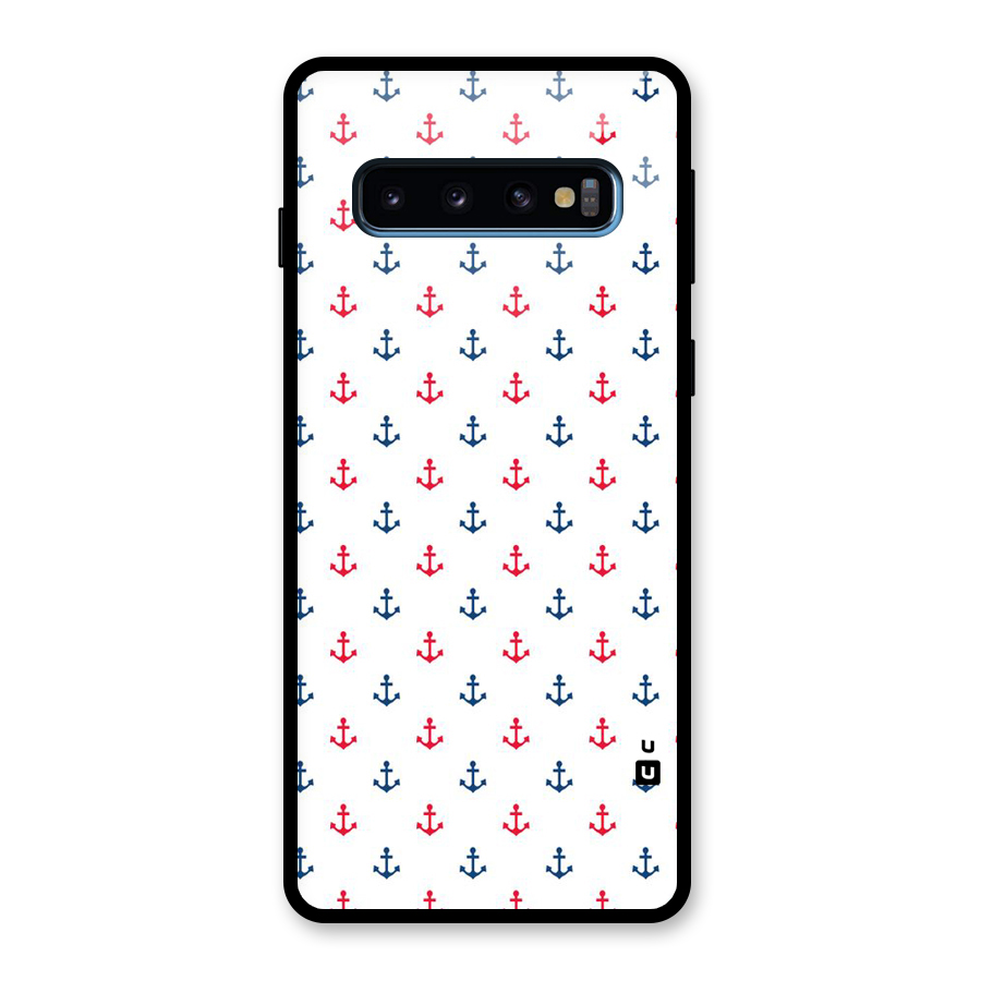 Minimal Anchor Pattern Glass Back Case for Galaxy S10