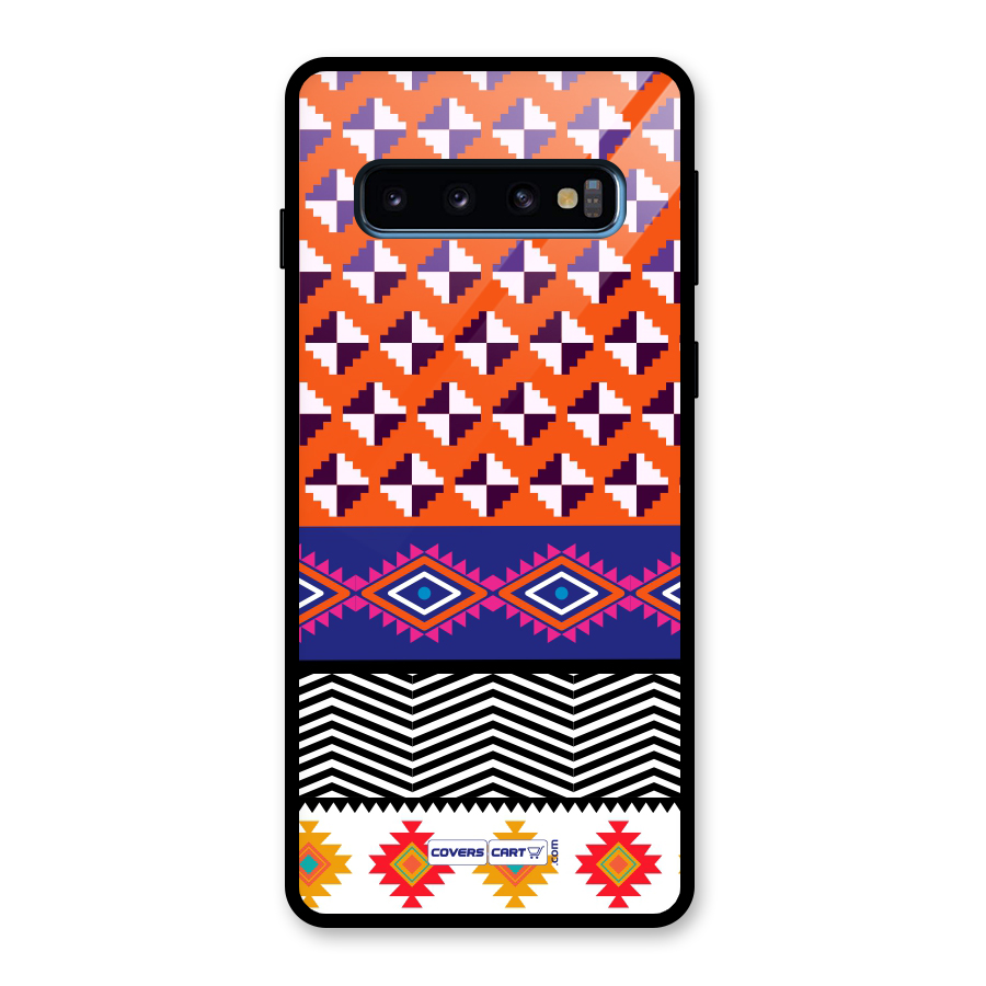 Mixed Pattern Aztec Glass Back Case for Galaxy S10