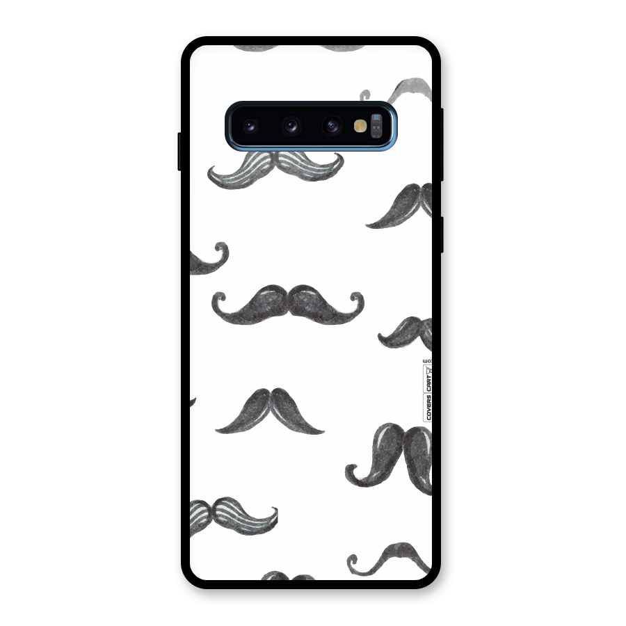 Moustache Pattern (Black) Glass Back Case for Galaxy S10