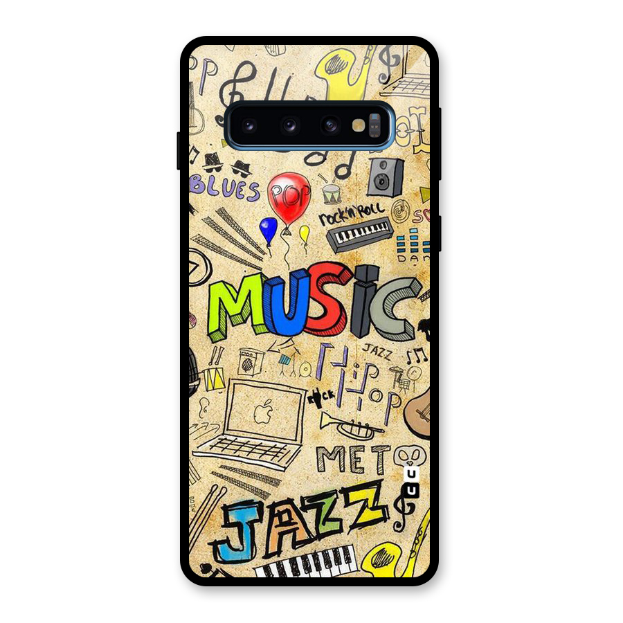 Music Pattern Glass Back Case for Galaxy S10