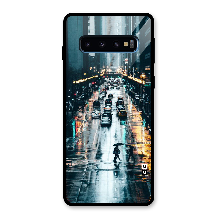 NY Streets Rainy Glass Back Case for Galaxy S10