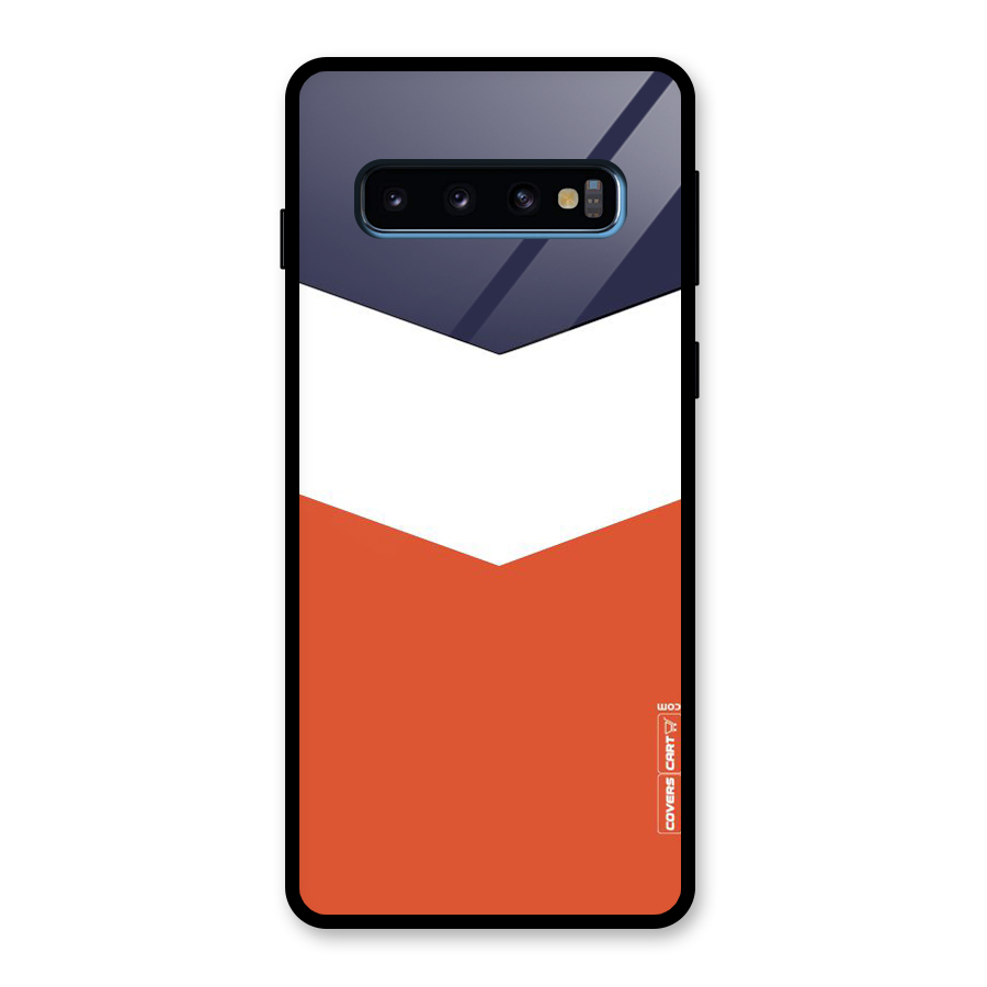 Navy Blue White Orange Arrow Glass Back Case for Galaxy S10