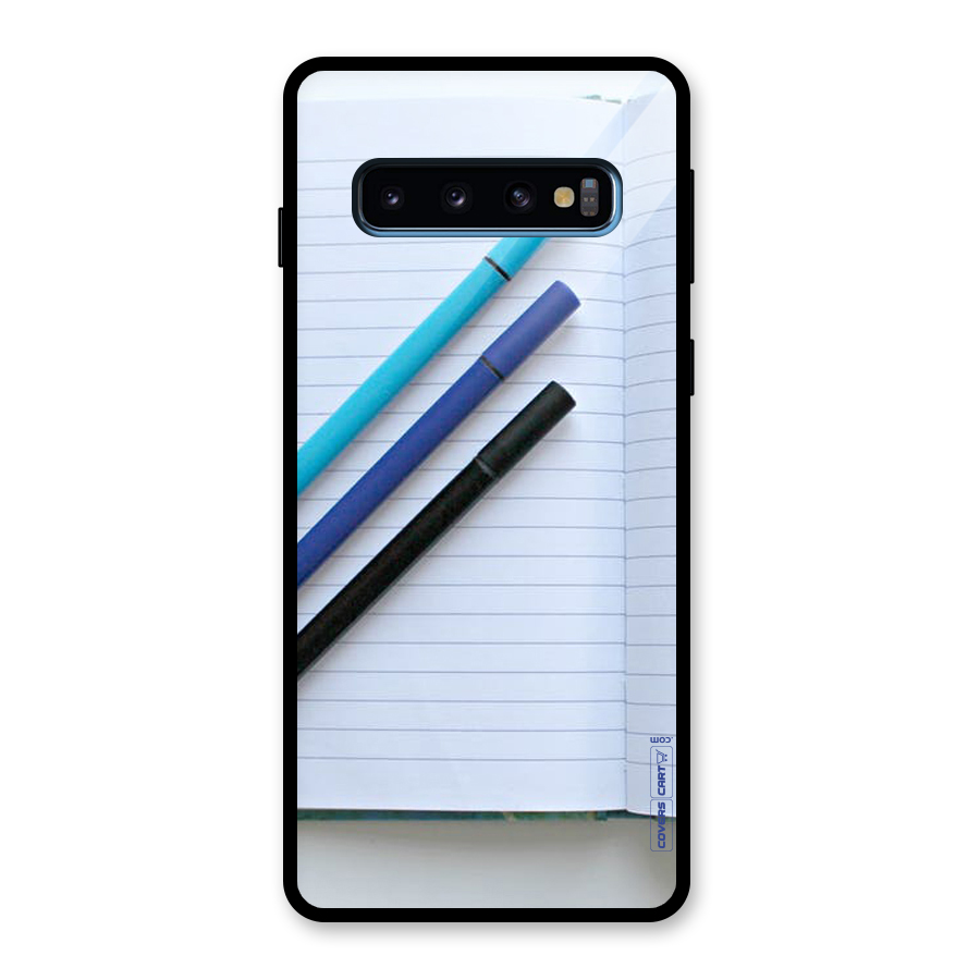 Notebook And Pens Glass Back Case for Galaxy S10