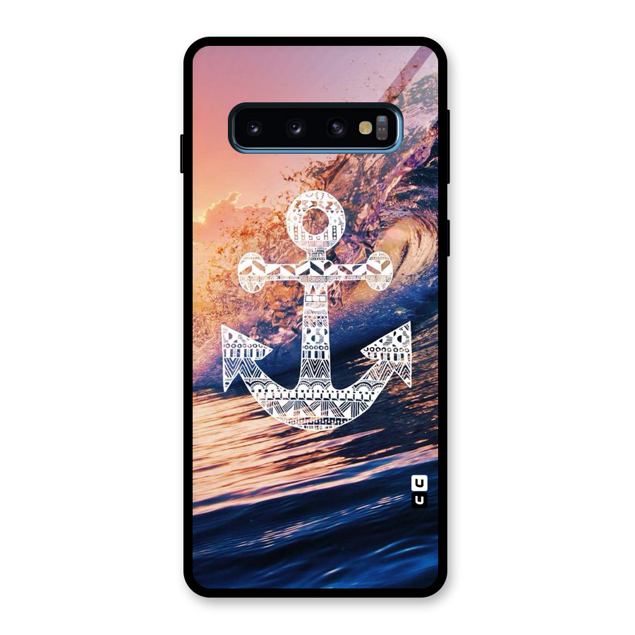 Ocean Anchor Wave Glass Back Case for Galaxy S10