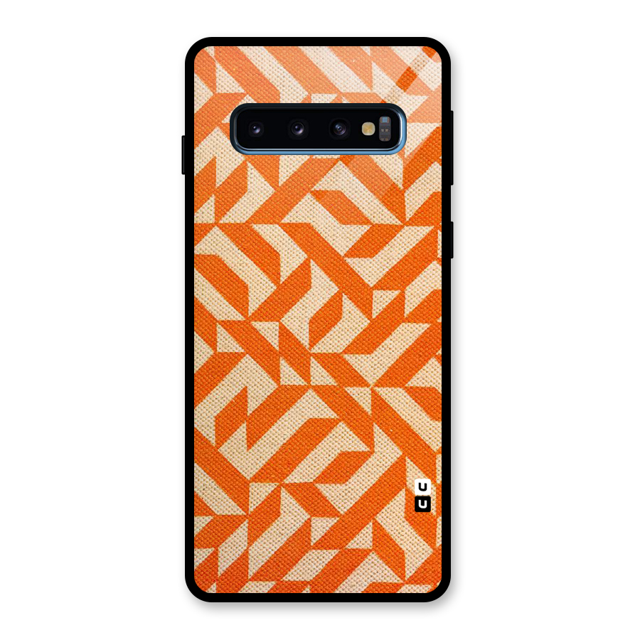 Orange Beige Pattern Glass Back Case for Galaxy S10