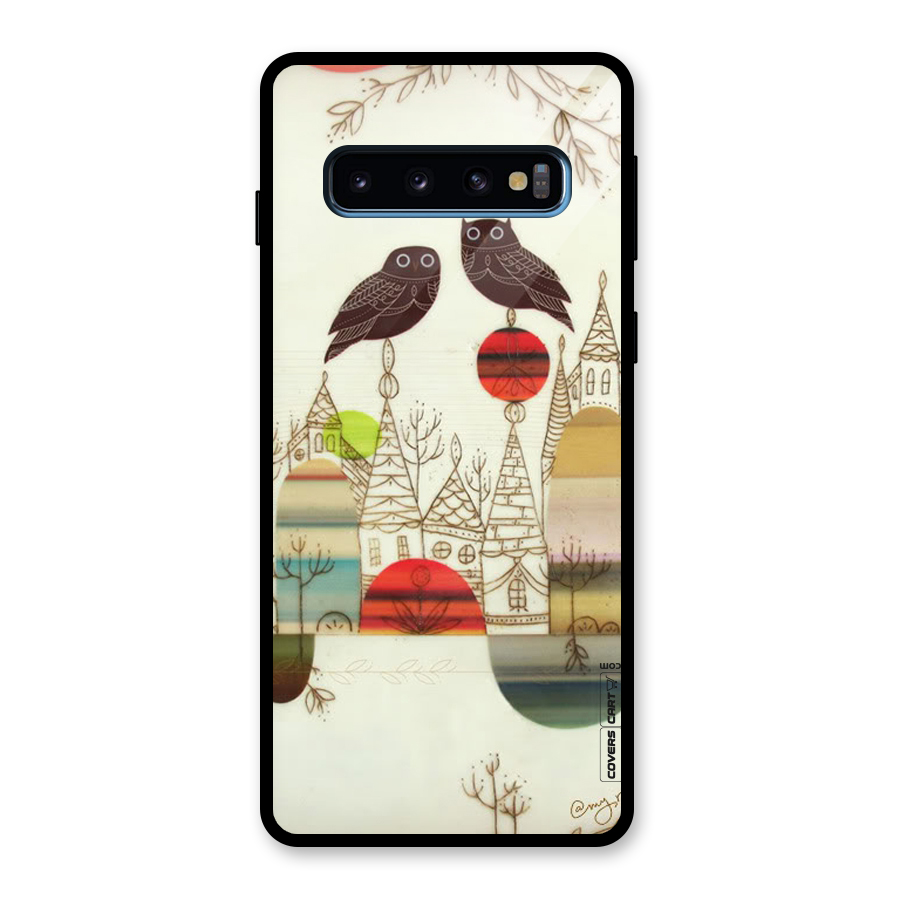 Owl Art Glass Back Case for Galaxy S10
