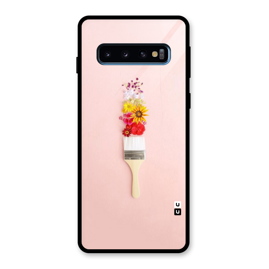 Painted Flowers Glass Back Case for Galaxy S10