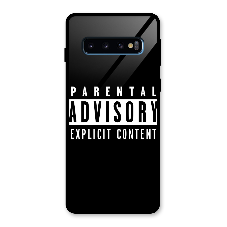 Parental Advisory Label Glass Back Case for Galaxy S10