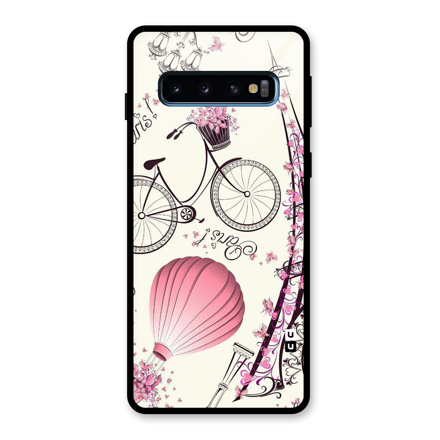 Paris Clipart Glass Back Case for Galaxy S10